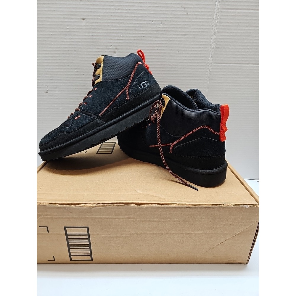 UGG Highland Hi Heritage Size 11 Sneaker Boot Black Suede Textile Mesh